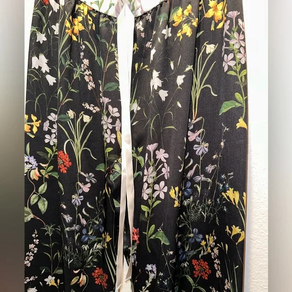 ALEXIS *Pearson* black floral botanical flare boho hippie pants M